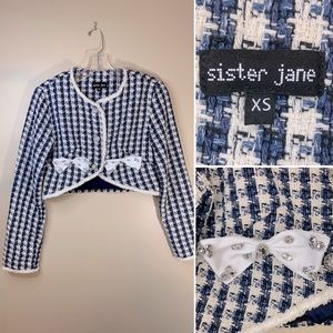 Sister Jane navy blue Apollo tweed jacket. Size XS